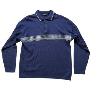 Merino Wool Blend Henley Pullover Sweater L